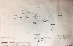 Original Marconi company earth plane and antenna design. Note the drawing title “Palestine Site Plan.” Photo courtesy of Mahmoud Abdallah.