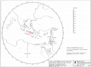 Greek island Karpathos showing coverage areas of the intended broadcast station that never materialized. Photo courtesy of Ewbank Preece Consulting Group.