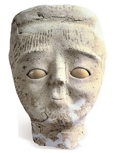 A painted plaster head, Jericho, Neolithic period.