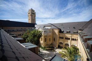 The magnificent building of Augusta Victoria Hospital on the Mount of Olives in Jerusalem.