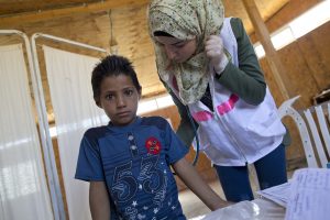 Mobile clinic in Area C of the West Bank. Photo courtesy of WHO.