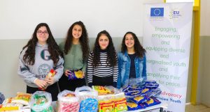 Students at the Lutheran School in Beit Sahour advocating for the sale of Palestinian products.