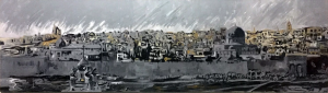 City of Jerusalem 1938. Acrylic on canvas, 180 x 50 cm.