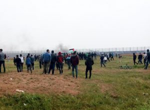 A protest during the Great Return March along the fence, east of Gaza City. Photo courtesy of Al-Haq.