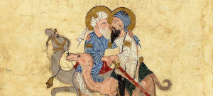 Abu Zayd bidding farewell to Al-Harith before his return to Mecca. A drawing featured in the book Al-Makamat (The Meetings), c. 1200. Photo courtesy of Scroll.in.*