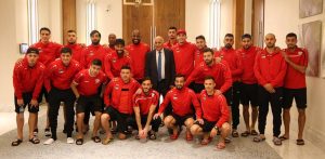 General Jibril Al-Rajoub with his football team.