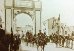 Kaiser Wilhelm ll passing through the gate, Jerusalem, 1888.