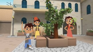 The personalities of the animated series “The heroes of the Neighbourhood”, Bethlehem Municipality.