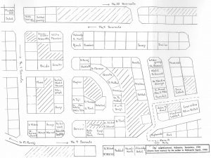 Hala and Dumia nostalgically drew the map of their immediate neighborhood in Qatamon during their sojourn in Cairo where the family first sought refuge.