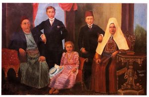 Mikha’il and family, 1900. Painting from Dr. Michel Dabdoub collection.