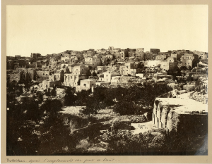 Photo of Bethlehem taken by Tancrède Dumas in the 1870s. The photo was taken roughly from the point where Hosh Dabdoub stands.