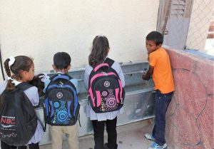 Handwashing demonstration in Birin School – Hebron. Photo by Nesreen Al-Hafeth.