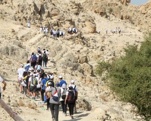 Palestinian students walking the Wadi al-Qelt segment of the Masar Ibrahim Trail, celebrating 30 years of the Convention on the Rights of the Child. Photo ©UNICEF-SoP/2019.