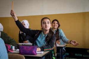 Rima, 13, goes to school in the West Bank. Israeli soldiers patrol outside the school gates and have even come into her home. She has experienced tear gas attacks and is afraid of crossing military checkpoints.