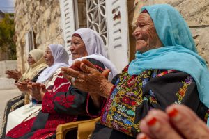 Local women from Deir Ammar chanting while visiting the shrine of Nabi Ghaith.